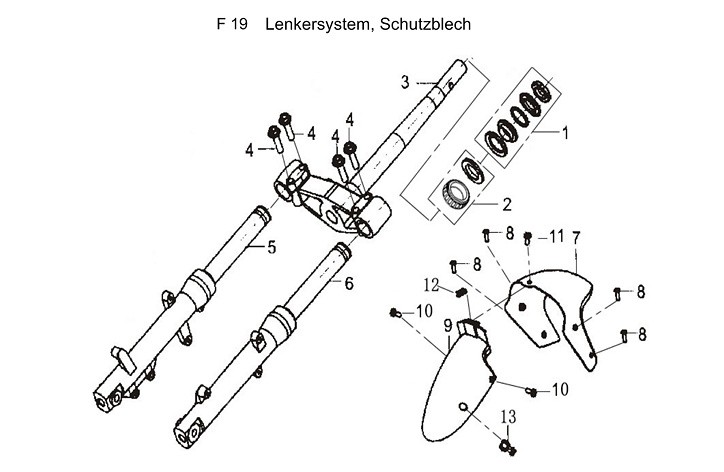 F19 Lenkersystem, Schutzblech vorne