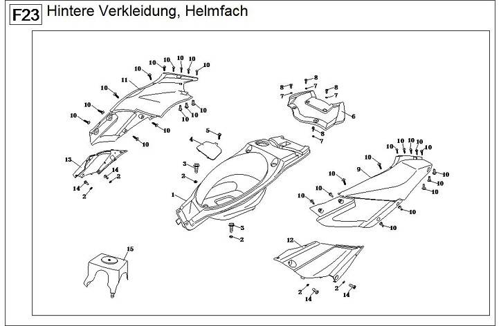 F23 Hintere Verkleidung, Helmfach