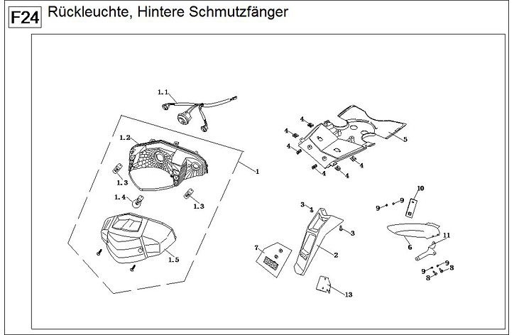 F24 Rückleuchte, Hintere Schmutzfänger