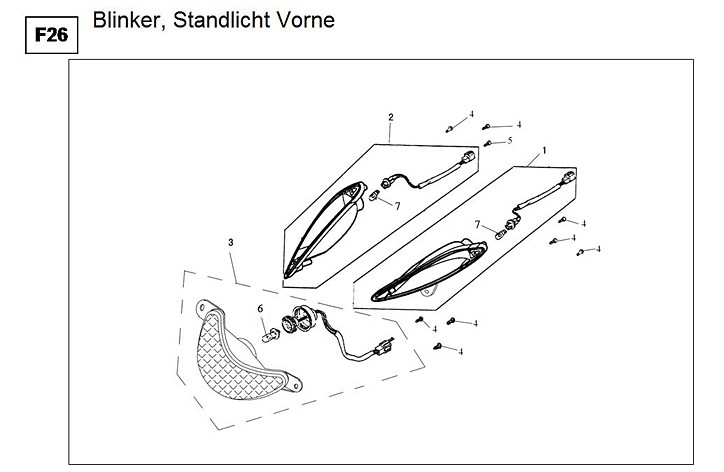 F26 Blinker, Standlicht vorne