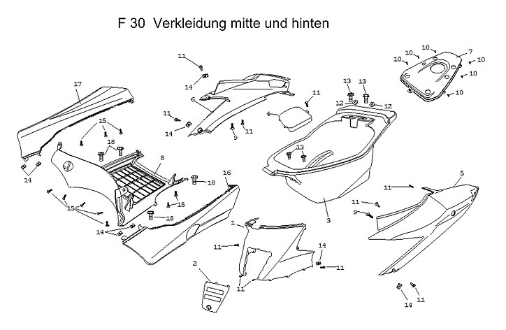 F30 Verkleidung mitte und hinten